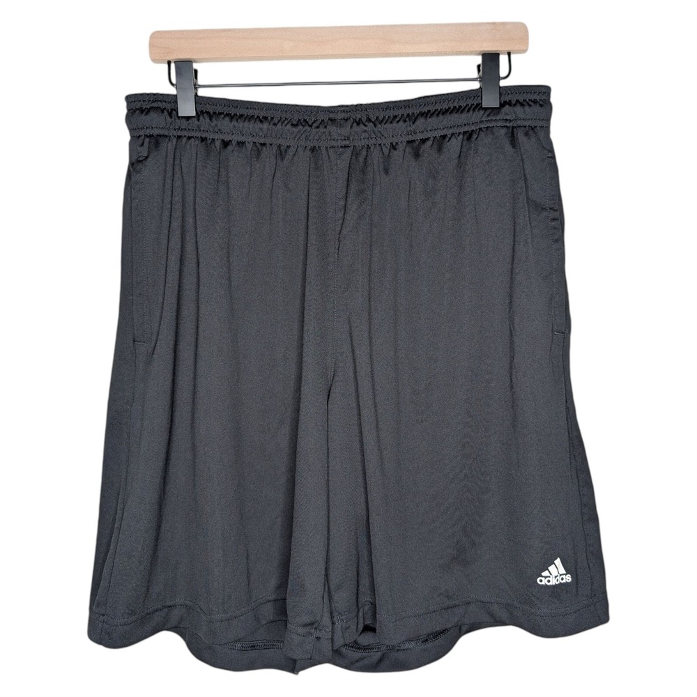 Adidas Athletic Shorts Adult Large Black Long Basketball Drawstring Activewear‎
